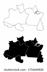 The Black And White Maps Of The Brazil North Region