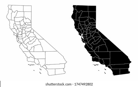 The Black And White Maps Of The California State Counties