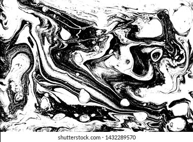 Black and white marbling pattern. Monochrome marble liquid texture.