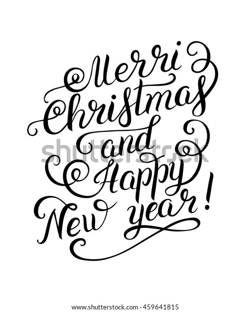 Black White Merry Christmas Happy New Stock Illustration 459641815