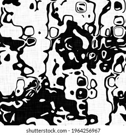 Black And White Modern Camo Graphic Seamless Pattern. Tonal Minimal Texture Surface Design. Abstract Masculine Fashion. Distort Hand Drawn Camouflage Repeat Tile.  Mono Surface Swatch Non Print
