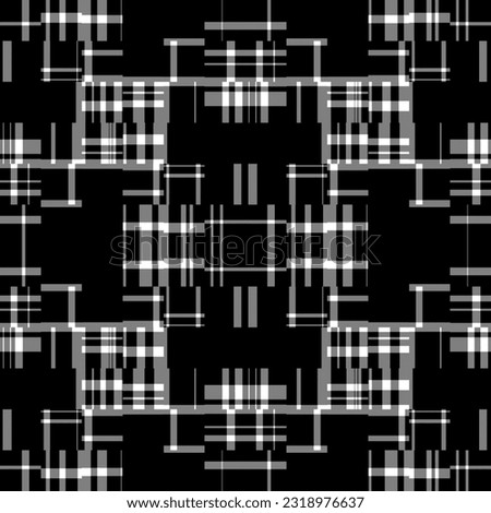 Black and white modern linear pattern. Seamless monochrome broken textile design for retro wallpaper. 