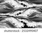 Black  white ocean waves background, Uehara Konen