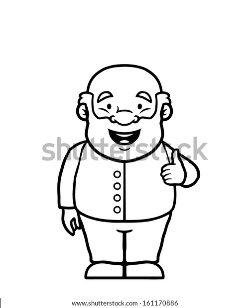 Black White Old Man Giving Thumbs Stock Illustration 161170886