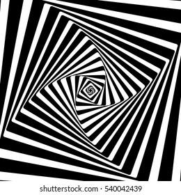 A black and white optical image. Vasarely optical effect. Rasterized copy
