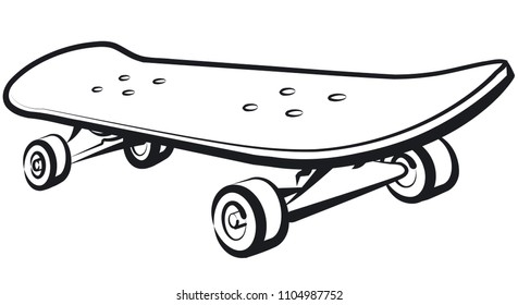 Black White Outline Illustration Skateboard Stock Vector (Royalty Free ...