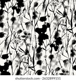 Black and white pattern with doodle style. Ink drawing.  Hand-drawn illustration. 