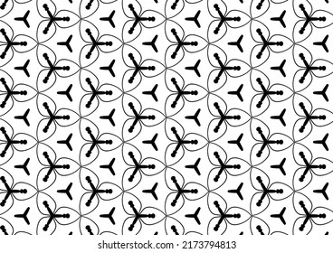 Black And White Pattern, Geometric Shapes. Apply To Fabric Patterns, Paper, Printed Matter, Tiles, Curtains.