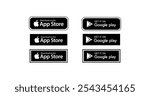 black and white play button, google play and app store button ,vector