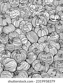 Black White Pumpkin Patch Illustration