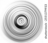 Black and white radial motion effect. Abstract rounded background. Grayscale curves and sphere. Monochrome gradient rings and circles wallpaper. Colorless texture backdrop and banner.