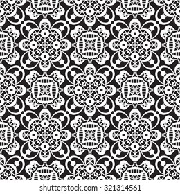 Black And White Raster Background, Lace Texture, Seamless Pattern 