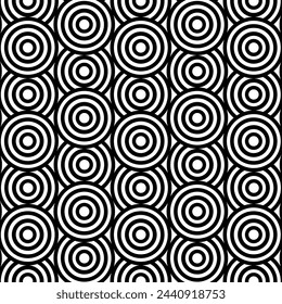Black And White Retro Circles Pattern	