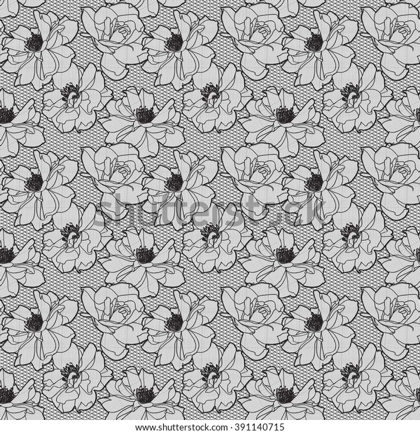 Black White Rose Lace Design Background Stock Illustration 391140715