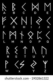 Black and white runes. Viking alphabet.