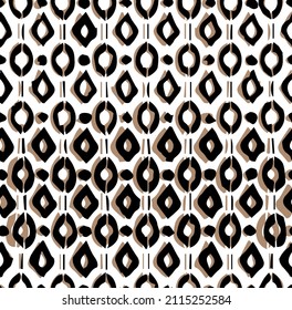 Black and white seamless background. Ethnic ikat ornament. illustration. Tribal pattern. Can be used for textile, wallpaper, wrapping paper, greeting card backdrop, print.