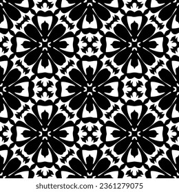 Black and white seamless pattern. Repeat pattern. Abstract background. Monochrome texture. Seamless texture for fashion, textile design,  on wall paper, wrapping paper, fabrics and home decor.