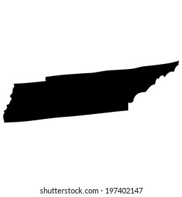 Black And White Shape Of The State Of Tennessee