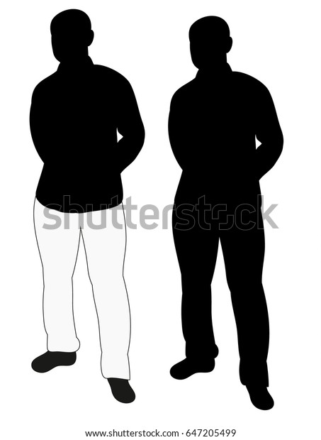 Black White Silhouette Man Stands Office Stock Illustration 647205499