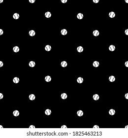 Black And White Simple Baseball Motif Seamless Pattern Background