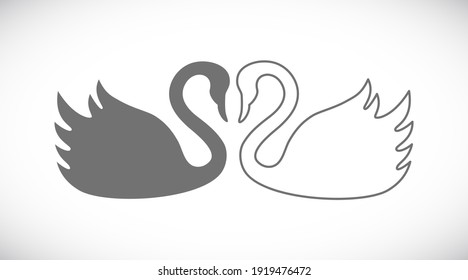 black and white swan icon isolated on white background