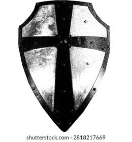 Black and white Templar shield on a white background, with a medieval vibe.