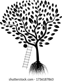 Black And White Tree On White Background Design