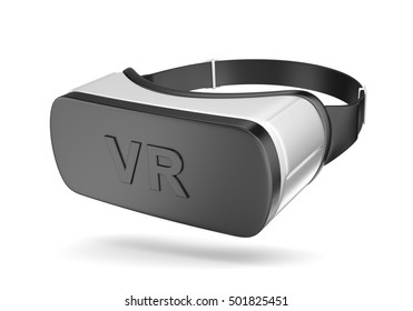 Black and White VR Virtual Reality Headset Isolated on White Background 3D Illustration