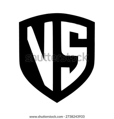 Black and White VS Versus Monogram Logo Silhouette Shield