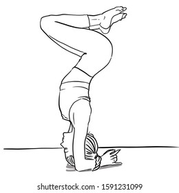 Black White Yoga Pose Shirshasana Relaxation Stock Illustration ...