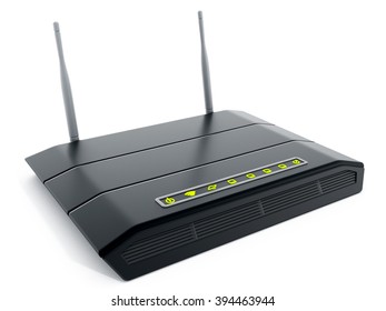 Black Wireless Modem Isolated On White Background