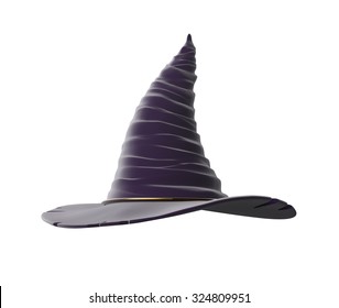 Black witches hat. Profile view. Photo realistic 3d render