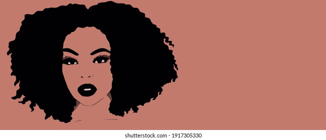 Black Woman. Hair Care. African American Girl With Afro Hair, Illustration