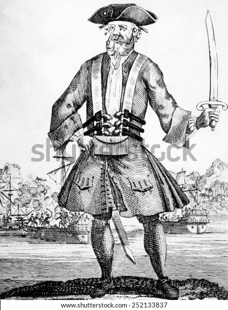 黒ひげ エドワード ティーチ エドワード サッチ 英国の海賊 1718年に死去 のイラスト素材
