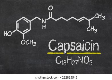 Blackboard With The Chemical Formula Of Capsaicin