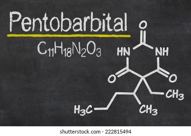 Blackboard With The Chemical Formula Of Pentobarbital