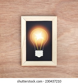 Blackboard with light bulb