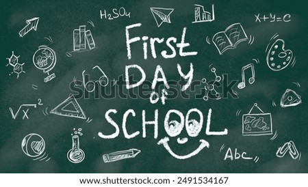 Blackboard school background style. Back to school. First day of school.