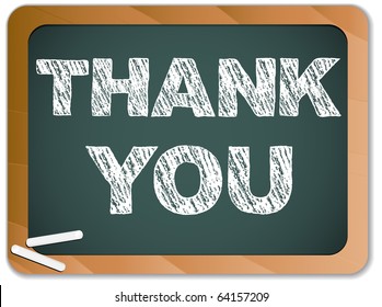 Blackboard With Thank You Message Written With Chalk