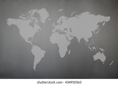 Blackboard with world map 