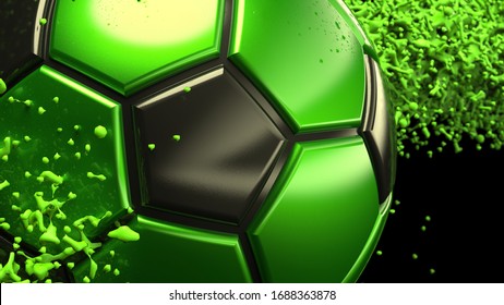 Blackgreen Soccer Ball Green Rotating Particles Stock Illustration