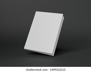 Blank A4 Book Hardcover Mockup Floating On Grey Background 3D Rendering