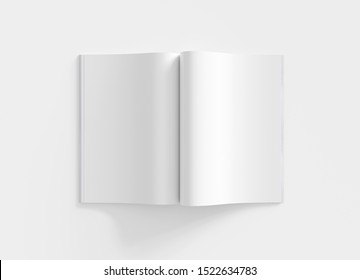 Blank A4 open magazine pages mockup isolated on white background 3D rendering - Shutterstock ID 1522634783