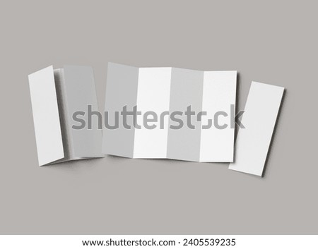 Blank accordion 4 panel fold A4 leaflet renders to present your design Foto stock © 