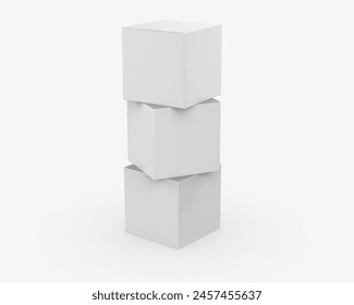 Blank advertising Custom Squared Cube Pop Up Design Display Box, 3d render illustration.