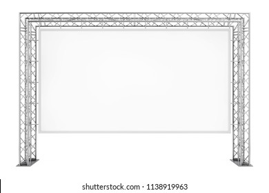 Blank Advertising Outdoor Banner on Metal Truss Construction System on a white background. 3d Rendering