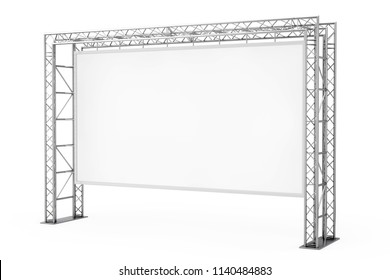 Blank Advertising Outdoor Banner on Metal Truss Construction System on a white background. 3d Rendering