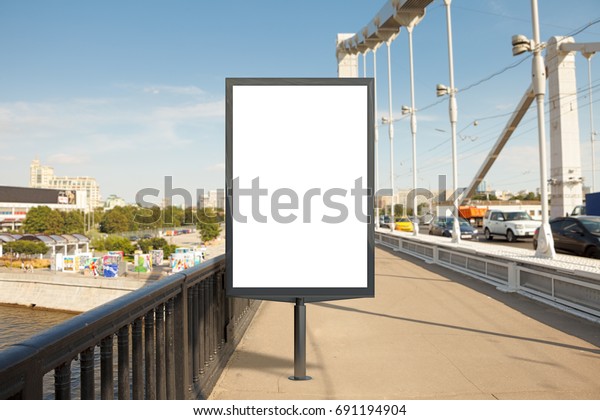 Blank advertising vertical street billboard\
poster. 3d\
illustration.