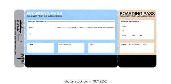 Blank Airline Boarding Pass Ticket Isolated On White