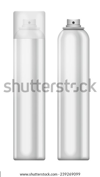 白い背景に空のアルミスプレー缶 デザイン用のテンプレートボトルスプレー のイラスト素材